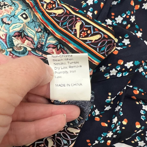 NWOT SHEIN Plunging Neck Tribal Print Floral Motif Maxi Dress Boho Dress 12/XL - Picture 10 of 12